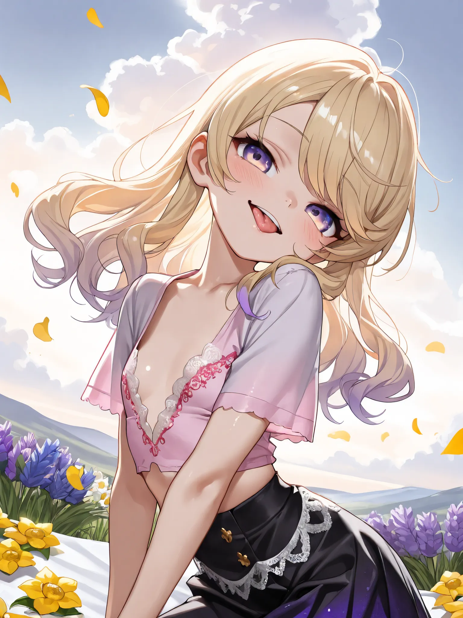 ((Masterpiece)), ((best quality, amazing quality)), ((Intense backlighting)), ((very aesthetic, absurdres, newest, detailed background)), ((1girl)), Cute young Girl, (Healthy Gaunt body, Textured skin, small breast, tilt head), (Dynamic Angle), ((1girl)), ...