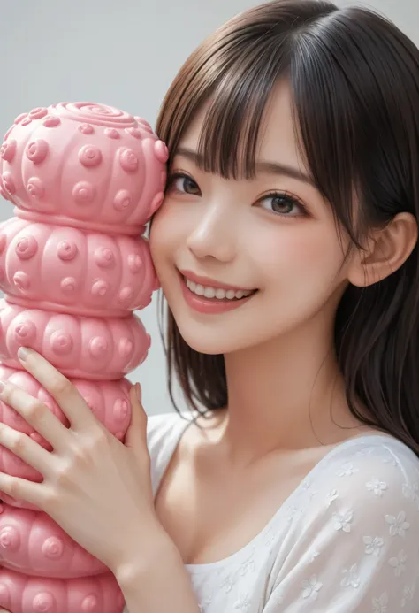 sexy anime babe (happy and horny) , Warm Embrace for gigantic green toy shaped gigantic dildos, anime, hentai, cartoon, hardcore hentai, erome, perfect hand, perfect fingers,