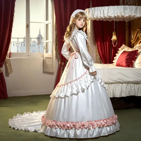 highest quality, masterpiece, highest resolution, artwork, super get used to it, many become familiar with, become familiar with, get used to it,change,,little girl, before bedtime,((twelve years old)),european,((blonde very longhair:1.0)),(((white nightgo...