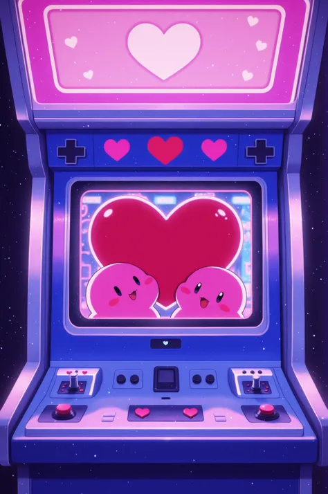 Arcade machine, Arcade_machine, no_humans, simple digital face, face on screen, cute, love_hearts, smiling, retro