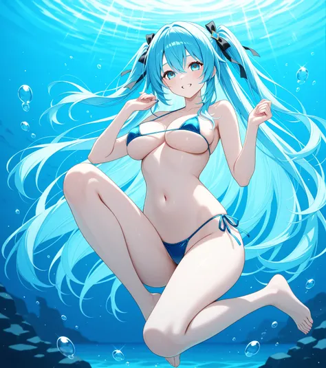 海中で泳ぐ女の子