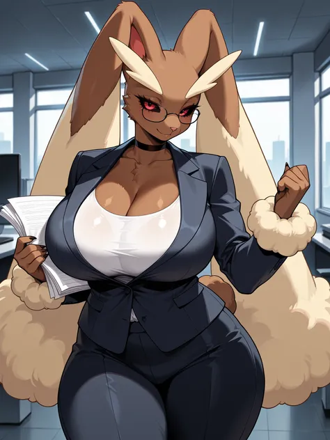 (masterpiece, better quality), hairy:1.3, snout:1.2, The second:1.3, hairy:1.2, calidad asombrosa, very aesthetic, absurd, Highres, new , HDR-10, 8K, cinematic, professional photo, a girl,  (((Lopunny:1.25))), big breasts, (Small but curvy), alternative co...