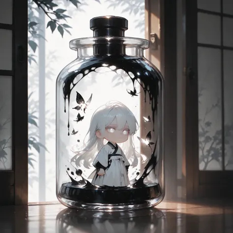 (masterpiece, high quality, ultra-detailed), chibi, solo, 1 boy, close-up, cinematic lighting, dramatic,

male fairy, handsome, long hair, hip-length hair, white hair, white eyes with deep gray outlines, detailed eyes, soft smile, traditional korean male o...
