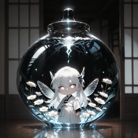 (masterpiece, high quality, ultra-detailed), chibi, solo, 1 boy, close-up, cinematic lighting, dramatic,
male fairy, handsome, long hair, hip-length hair, white hair, white eyes with deep gray outlines, detailed eyes, soft smile, traditional korean male o...