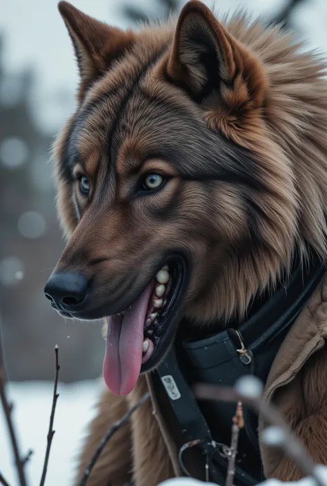 with a ratio of 8 tall people、Northern wolf、beautiful coat、A werewolf who lives strong in the harsh natural environment of Alaska、werewolf who lives strong in harsh natural environments