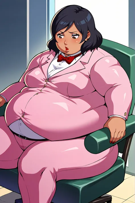 score_9, score_8_superior, score_7_superior, score_6_superior, sauce_anime, Break 1 Girl, woman, Solo p5 principal, Fat, chubby, obesity, score_9, score_8_up, score_7_up, source_anime BREAK 1girl, solo,   chounop5, black hair, medium hair, brown eyes, pink...