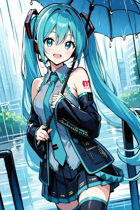  rainy day , Miku, smile