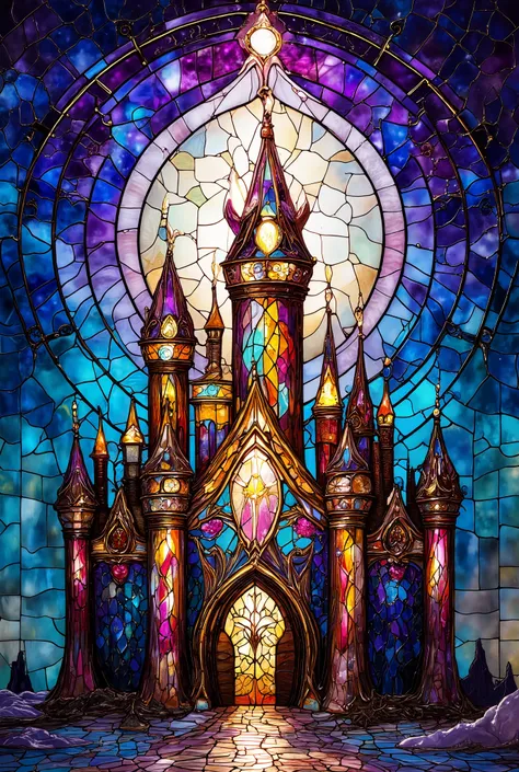 stained glass style Frozen's castle Sacred Vibes