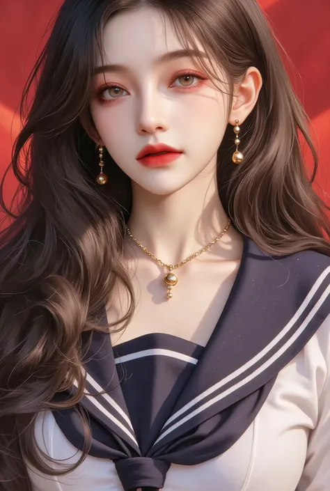  Japanese woman like an idol ,Long Hair , straight hair, Round face ,Bust Up , Sailor suit , As shown in the picture , 