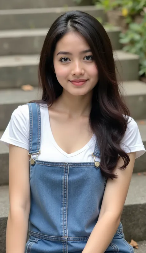 A beautiful Indian girl, 20 years old, fair skin, long black hair, big almond-shaped brown eyes, slim figure with medium-sized breasts, heart-shaped face, soft natural makeup, natural body proportions, ultra realistic, high detail, photorealistic, full bod...