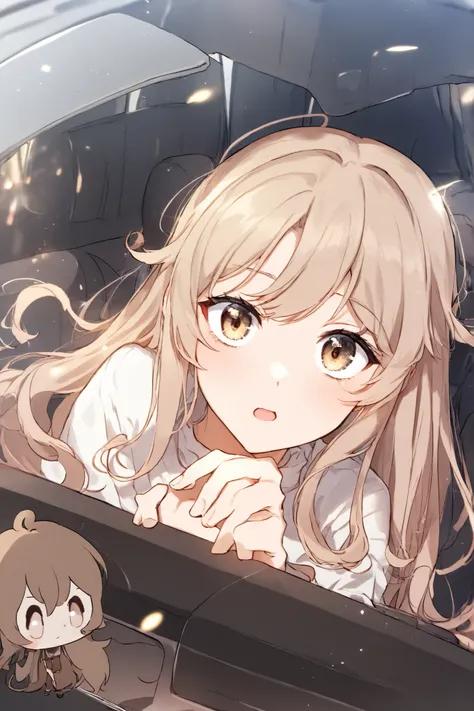 ((1 girl)) ((Cola Bottle Body 2:unset-colored Hair 1:1)) ((hazelnut-colored eyes with a good full-body ratio 1:1)) ((cute)) ((beautiful in the car)) ((animations)) ((Boundary)) ((long hair)) ((Curly 1:1)) ((Good full-body ratio)) (( Delicate Expression )) 