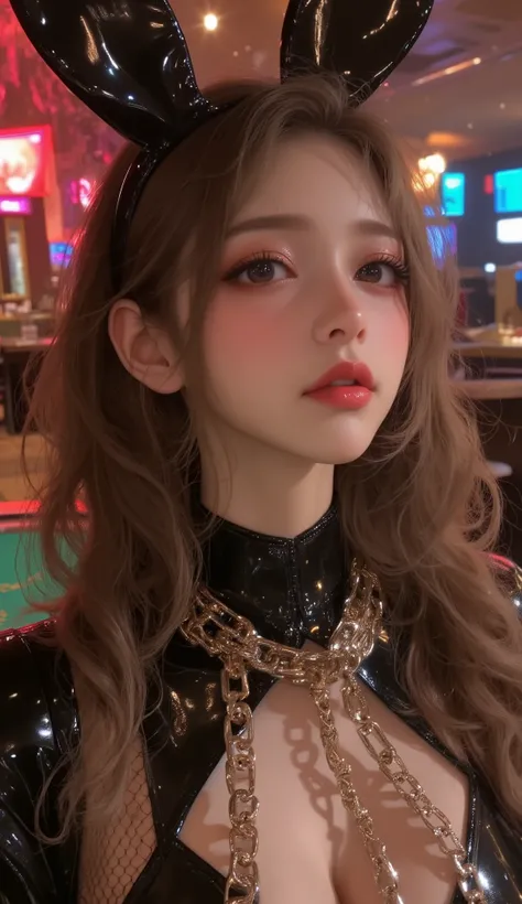 ( long distance shot :2.0)、(16 kg、 RAW pictures ,  top quality, masterpiece)、(actual images)、(Realistic Photos)、  click here for details,  Beautiful Eyes,  very detailed and beautiful ,  amazing details 、 with chains wrapped around her body 、 Real Faces,  ...