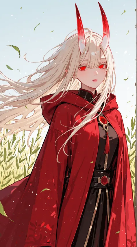 womanhood, Innocent White, Concealing Horns, Red Shining Eyes, Willow fluttering in the wind,