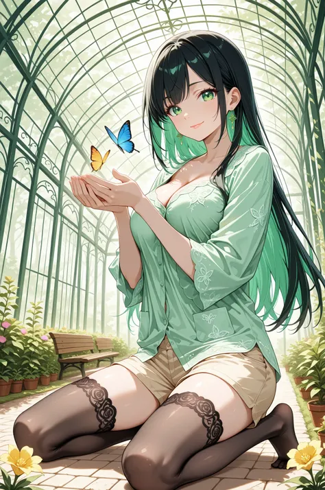 masterpiece, anime artwork, score_9_up, score_8_up, flat anime style, 1girl, 20 years old, delicate Japanese facial features, soft angular jawline, high cheekbones, small refined nose, naturally arched eyebrows, large expressive emerald green eyes with int...