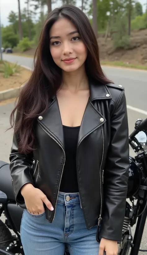 A beautiful Indian girl, 20 years old, fair skin, long black hair, big almond-shaped brown eyes, slim figure with medium-sized breasts, heart-shaped face, soft natural makeup, natural body proportions, ultra realistic, high detail, photorealistic, full bod...