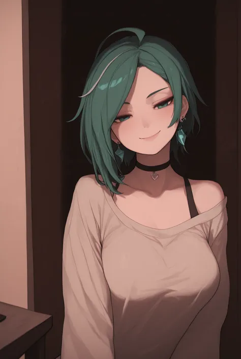 masterpiece, best quality, very aesthetic, absurdres, amazing quality, newest, very awa, highly detailed, fine detail, intricate detail, volumetric lighting, perspective, perfect lighting, 1girl, big breasts solo, blue eyes, very short hair, piercing in th...