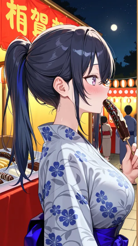 4K, 8K, high quality, highest quality, delicate, clear, super beautiful, girl, 1 person, Ichinose Uruha, Vtuber, black hair, blue mesh, blue-black hair, beautiful, cute, shiny skin, glossy skin, beautiful skin, ((face emphasis)), beautiful breasts, large b...