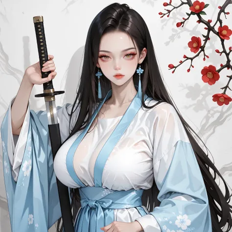 masterpiece, best quality, amazing quality, hyper-detailed, newest, very aesthetic, koreanai, RP-Illu, best_quality, finely_detailed_eyes_and_detailed_face, (1 girl, bishoujo), solo,  long_hair,  straight_hair,  (slicked_side:1.4), ruanyi0759,blue dress,ha...