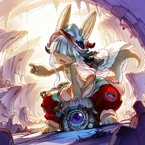 ((Nanachi)), ((by Tsukushi Akihito)), ((Masterpiece)), ((best quality, amazing quality)), ((very aesthetic, absurdres, newest, detailed background)), ((Intense backlighting)), (Dynamic Angle), ((1girl)), cute girl, (Healthy Gaunt body, Textured skin, tilt ...