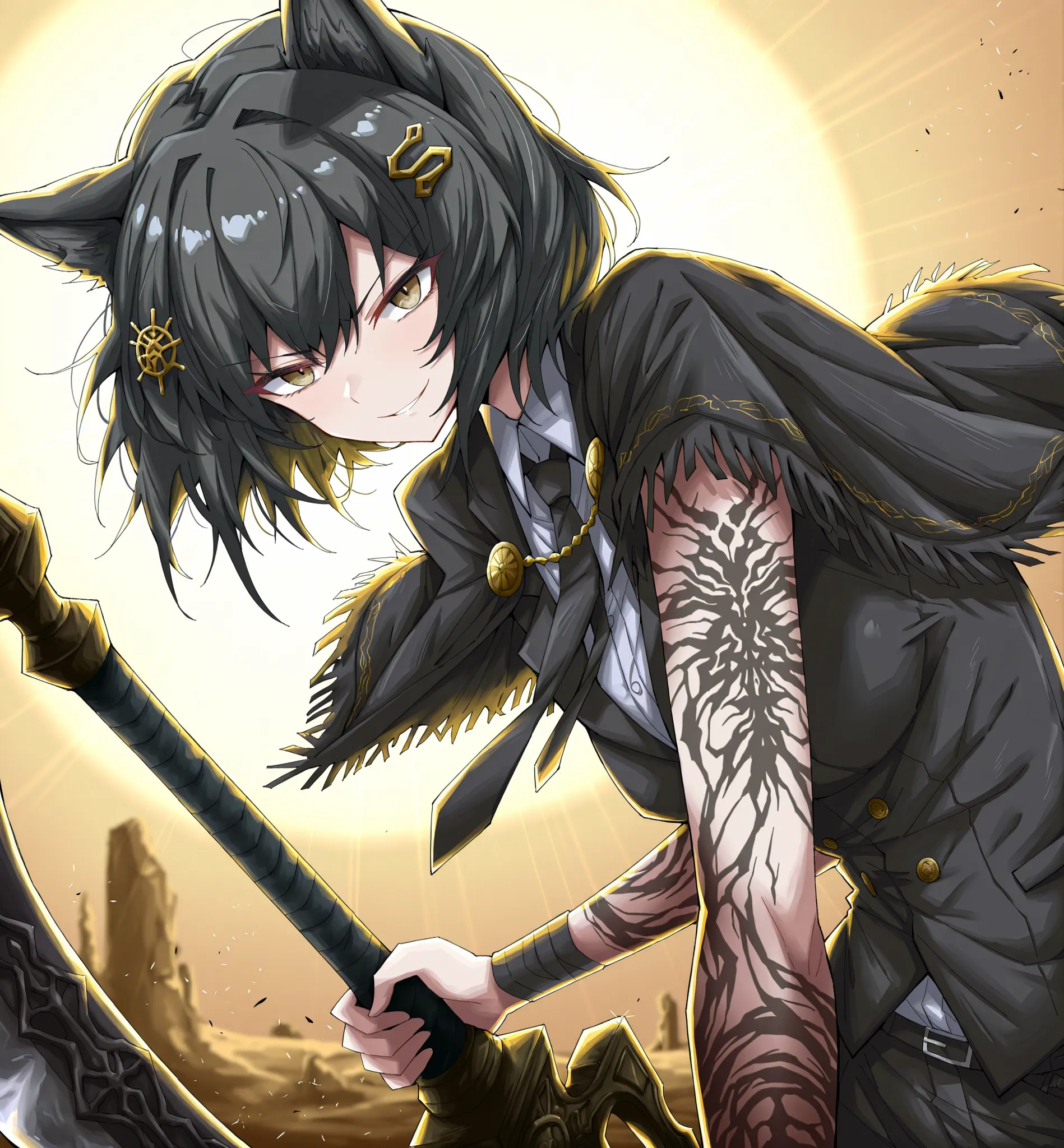 in the style of [arknights|(748cmstyle:0.5)], god rays, darkness, dark souls, dramatic lighting,cinematic shot, masterpiece, best quality, amazing quality, very aesthetic, high resolution, ultra-detailed, backlighting, backlit, dramatic, absurdres, scenery...