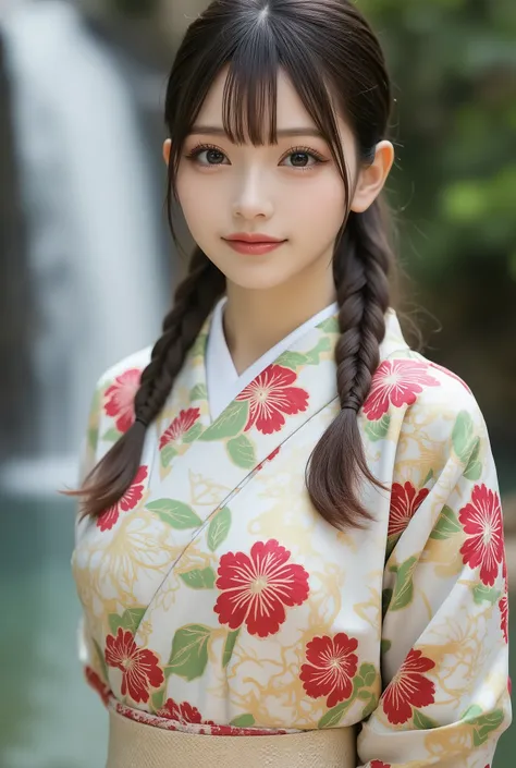 (Realistic), best quality, Anatomically correct, 1 woman, 23 years old woman, beautiful woman, Highly detailed beautiful face and eyes, beautiful doe eyes, Detailed skin, big ass, thick thighs, wide hips, curvy, (oiled body:1.2), smile, (braids hair with b...