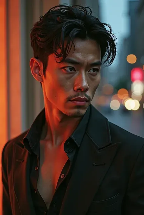 American-style mixed race handsome guy，American-Japanese mixed，ember，in her 20s，Feeling like a boy