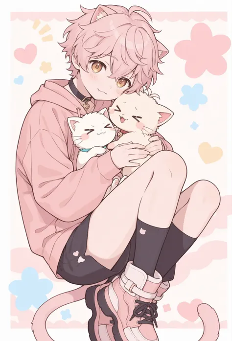 An effeminate boy with a cute kitten