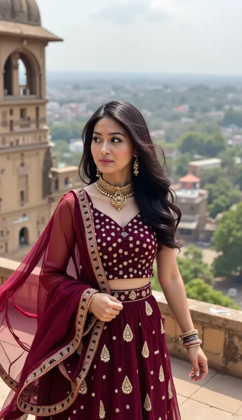A beautiful Indian girl, 20 years old, fair skin, long black hair, big almond-shaped brown eyes, slim figure, heart-shaped face, soft natural makeup, ultra realistic, high detail, consistent face, photorealistic, full body, same character, "Beautiful girl ...