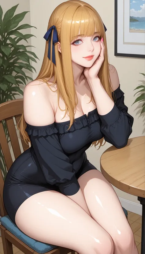 (PONY XL) Liya - FITNESS [ MANHWA], gorgeous pretty adult woman with orange-blonde long hair, forehead hair bangs, big blue eyes, fair natural skin, pink nails, small yet slightly plump breasts, small waist, plump light-red lips, and a perfect slender body...