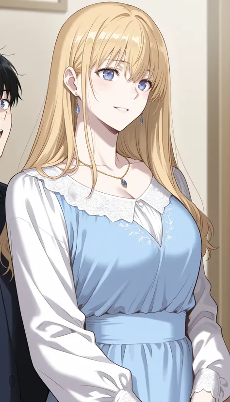 There I saw her... a blonde mother with fair white pale skin and big blue eyes... She was unbielvably gorgeous. The kind of woman men would, or rather should, go to war for. She's always in her cute long modest floral clothes... makes her look the epitome ...