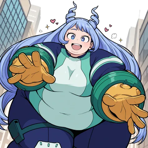 high resolution picture, masterpiece, best quality, amazing quality, official art,  hado_nejire from My Hero Academia , 1girl,nejire hadou, blue eyes, blue hair, long hair, medium breasts    (flat colors, pastel colors)        detailed hands, visible finge...