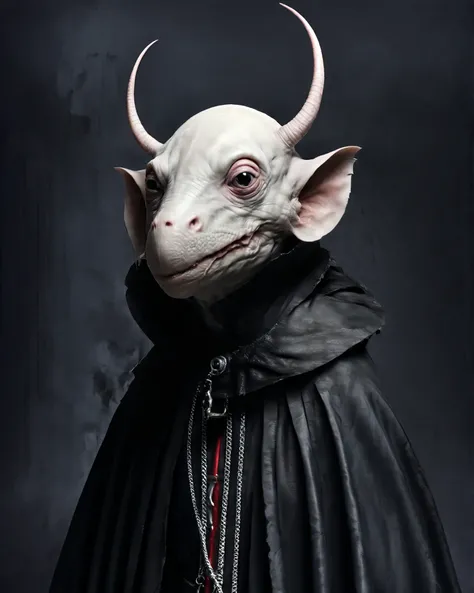 Hyperrealistic Nosferatu inspired, photography, trendy close up, Making an impossible move, perspective, dark background, strange, dead animals in a Gothic castle, leather, extreme and sinister fetish, straps and zippers, fetishist, sadomasochism, Extremel...
