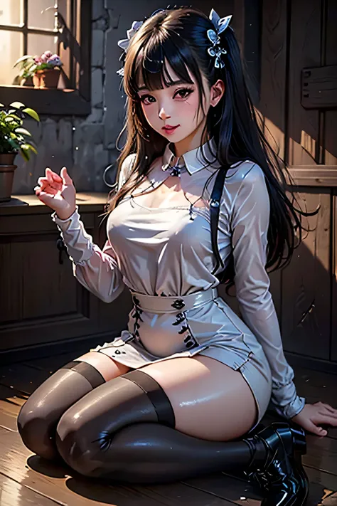 ハードなdark gothicメイク、Dark black eyeshadow、sad、Good skin radiance、dark gothic、upright、 dark smile 、palace、The beauty of fragrance、2４age、thigh high socks、knee-high socks、黒いknee-high socks、pantyhose、 My wet feet are shiny from sweat 、 My feet have a lot of glit...