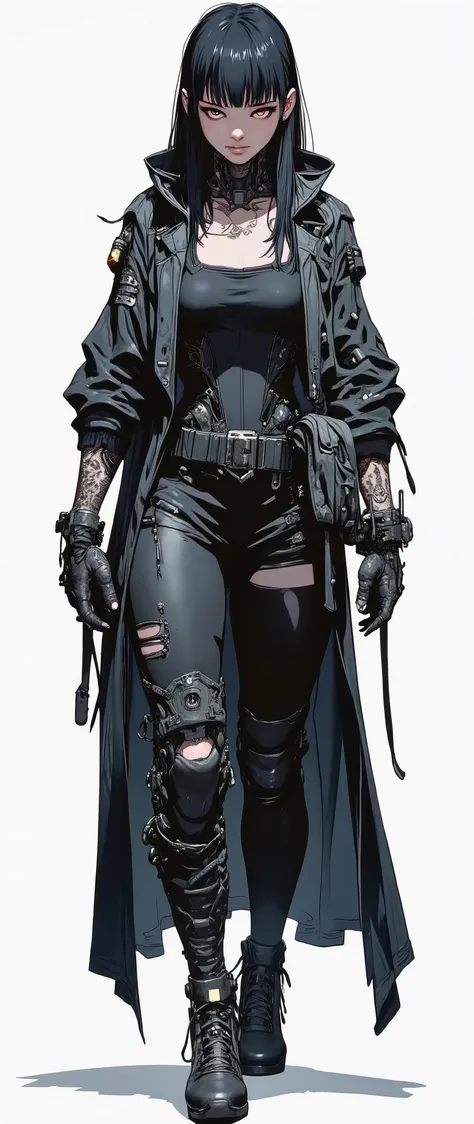 masterpiece, latest, very aesthetic, A very beautiful 28 year old adult woman, sexy body, mixed race oriental, oriental features, cyberpunk style hair with straight bangs, black hair and medium length, she is wearing a cyberpunk style hood, "Assassins Cree...