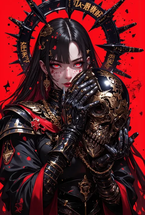 Highly Detailed Fantasy Art, Dark Fantasy Art, gothic art, Kit Maxi, full body, wide throw, An elaborate lone maiden、on shoulders、don't wear a helmet, top quality, super thin, ULTRA DETAILED FACE UP, Wide range of colors, rest, Maba
