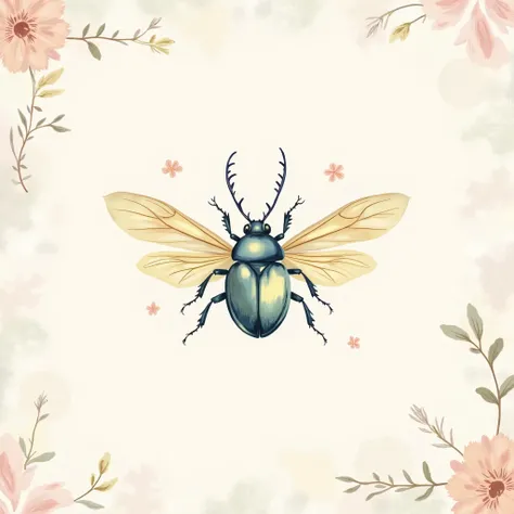 Wallpaper, beetle in center, pastel colors