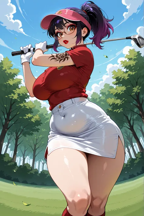 score_9, score_8_up, score_7_up, source_anime, highres, 
1girl, solo, transgender, femboy, Anna, (short hair, black hair, purple hair, gradient hair, multicolored, ponytail, warm brown eyes, glossy red lipstick, plump lips, eyeshadow, mascara, long eyelash...