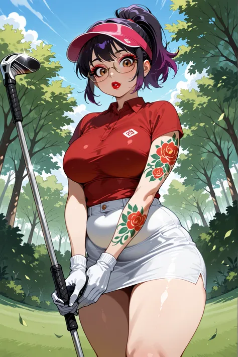 score_9, score_8_up, score_7_up, source_anime, highres, 
1girl, solo, transgender, femboy, Anna, (short hair, black hair, purple hair, gradient hair, multicolored, ponytail, warm brown eyes, glossy red lipstick, plump lips, eyeshadow, mascara, long eyelash...
