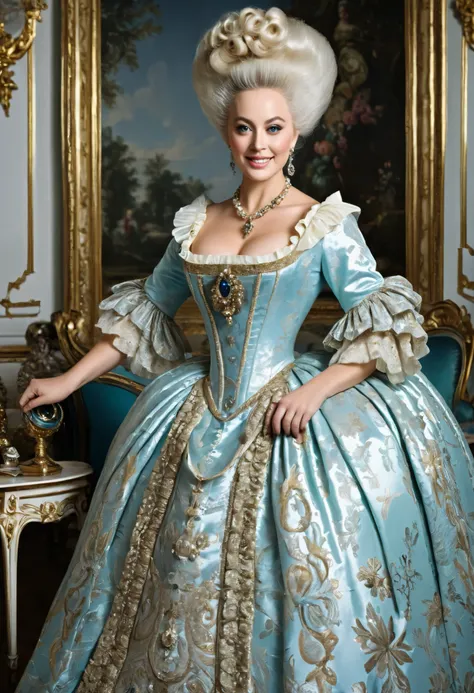 An authoritative real photo of a beautiful and celestial and majestic Marie Antoinette who is an honorable royal queen of france with large elegant, hawk-like-nose, who embodies old fashioned class, sophistication, elgance as well as wholesome, natural bea...