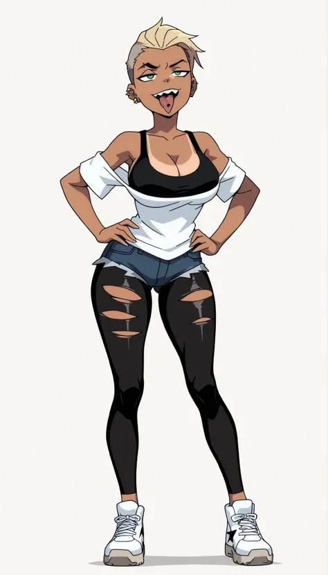 1girl, solo, Thighs Gap, Knee gap, gluteal fold, Anckle Gap, athletic body, full body:1.5, (High Quality), Standing, Simple Background, Light Gray Background, Simple Light Gray Background, Gyaru girl, tomboy Gyaru, Gyaru Heisei, tomboy Gyaru Heisei, Blonde...