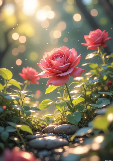 beautiful red roses,anime style,high resolution,Extremely Detailed,illustrations,Professional,Perfect Light and Shadow,delicate texture,Vivid Colors,Bokeh Backgrounds,Twilight Sky, light breeze ,Garden view ,Highly Detailed Oil Paintings,illustrations, 4K ...