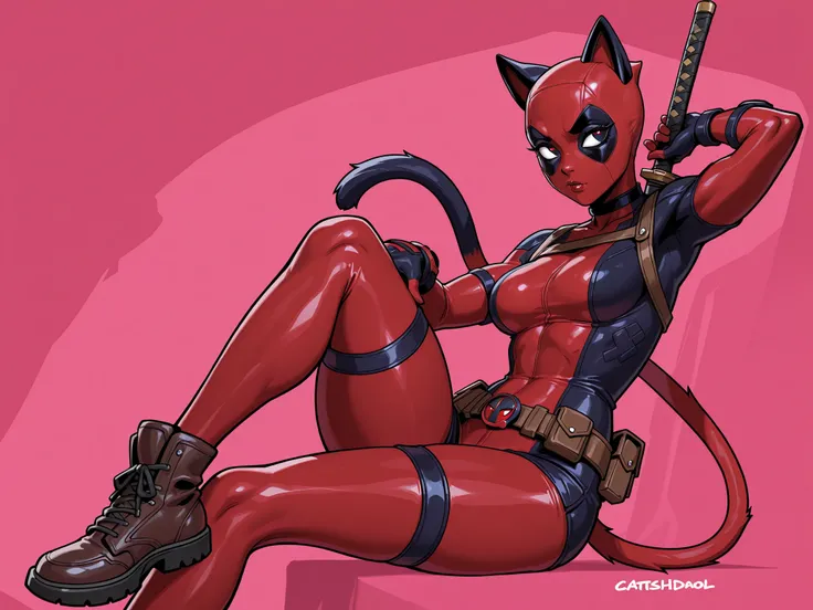 catgirl deadpool digital anime style