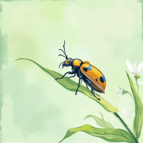 Wallpaper, beetle in center, pastel colors green