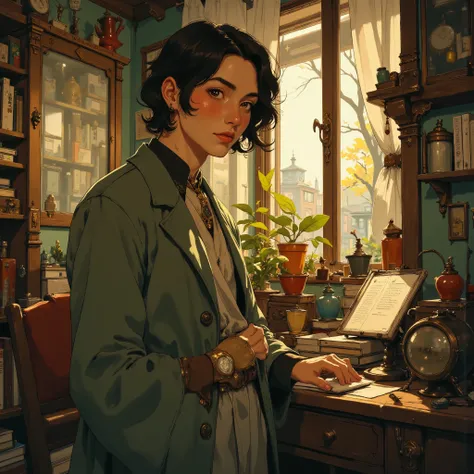 Anime art,anime style,
"A retired mage in a fantasy setting, living an ordinary life. Flawed, unhappy, and unfulfilling. Can a mage achieve this in a way that is both ordinary and fulfilling?"
**Negative Prompt:**
"A retired mage in a fantasy setting, liv...