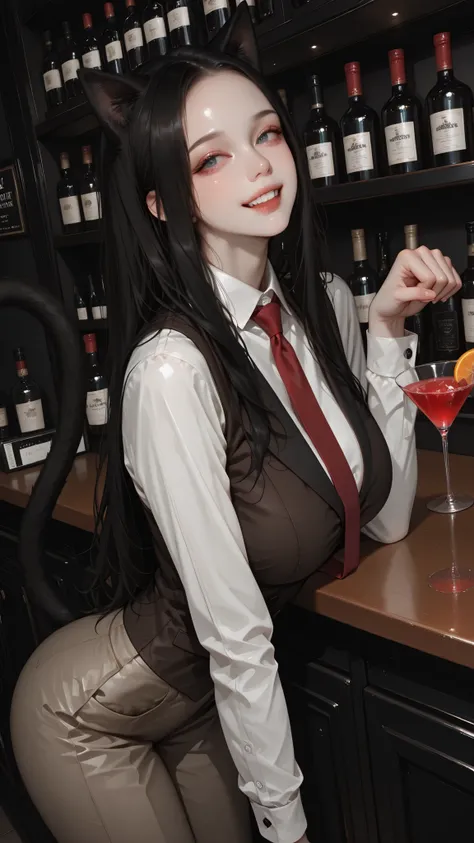 very aesthetic, 걸작, 고해상도, 8k 해상도, high contrast, (semi-realistic), newest, koreanai, best_quality, finely_detailed_eyes_and_detailed_face, (1 cat_girl), black_cat, beautiful, pretty, cat_ears, cat_tail, solo, long_hair, straight_hair, (no bangs, forehead ...