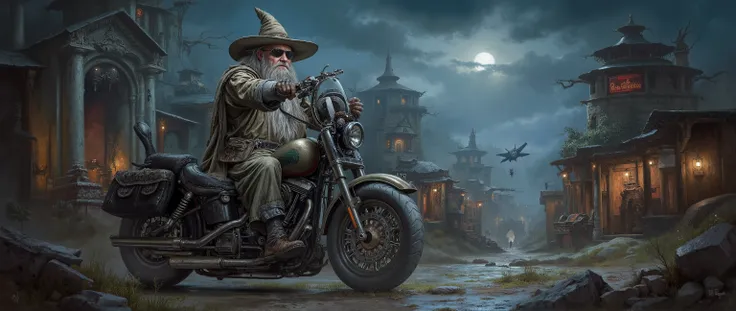    epic oil painting    , 16 thousand.,    photo quality,   The fantasy zone     , with a scrupulous drawing of all the small details, 10000 years     ,          , incredible detail with thousands of small details       , Old wizard, wears the wizard's rob...