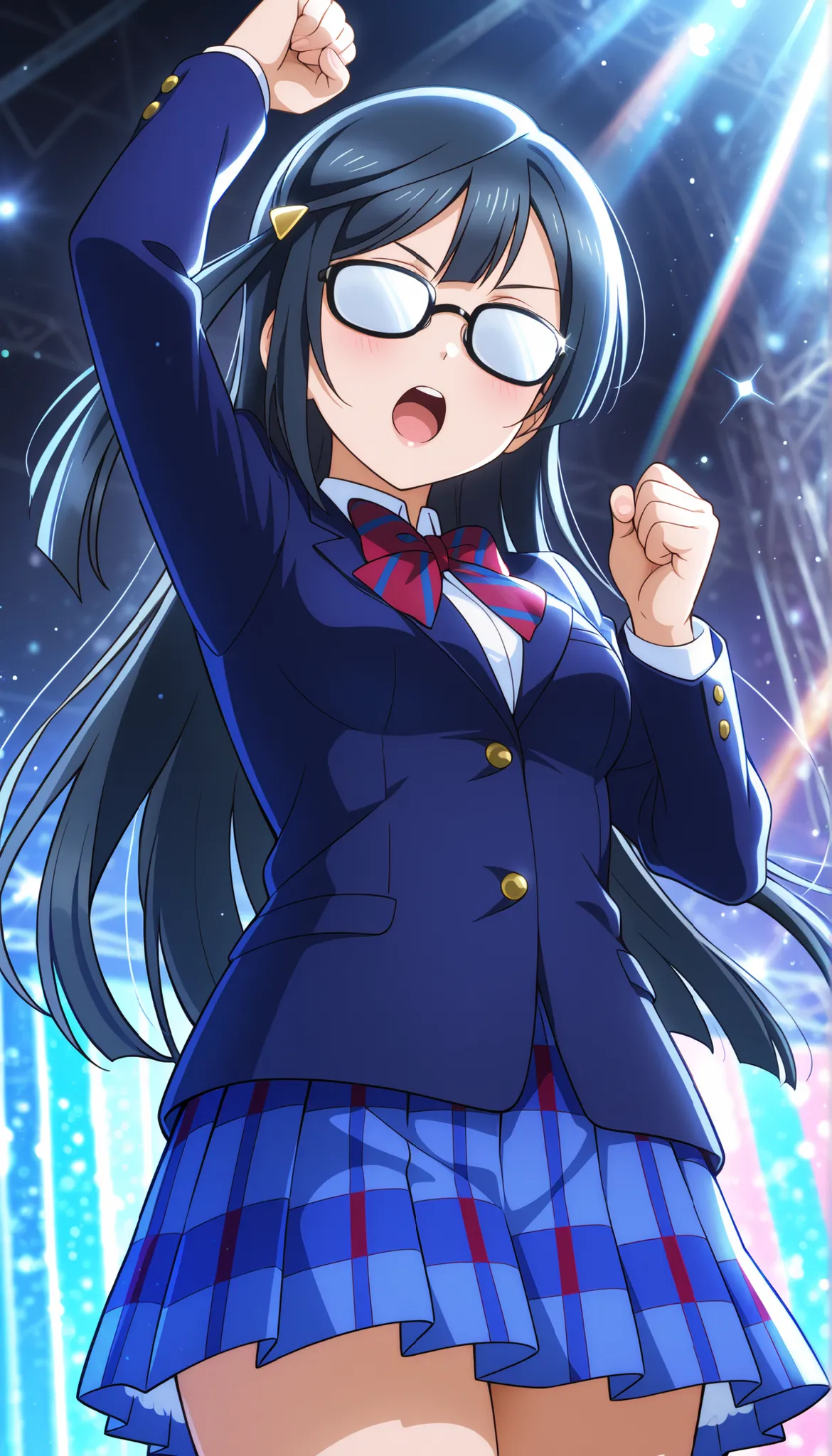  
(llas:1.2), (masterpiece, very aesthetic, absurdres:1.2), best quality, newest, perfect anatomy, perfect lighting, anime coloring ,sparkle, light particles, light rays, rim lighting,1girl, solo ,yuki setsuna,medium breasts, ,otonokizaka winter uniform, ,...