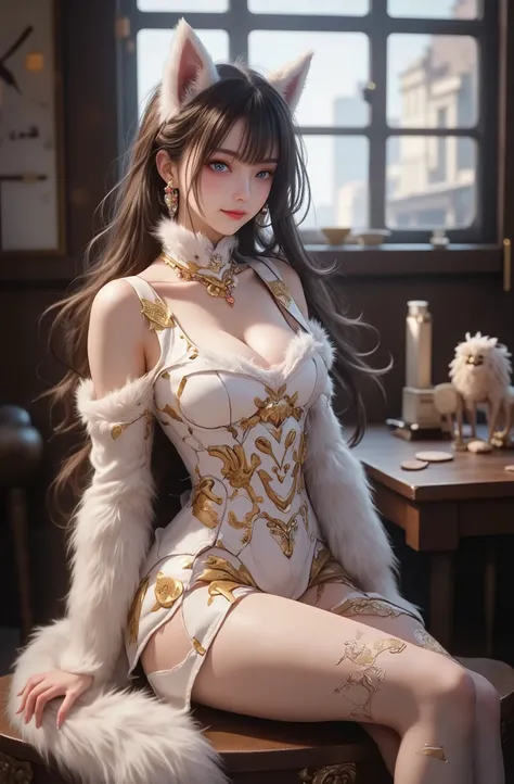 Anime, Anime style, masterpiece, best Quality, beautiful detailed eyes, beautiful detailed lips, very detailed eyes and face, Quality_masterpiece, detailed depiction of skin, solo, covered in fur, anthro, covered in fur leopard, Woman, Young adult, whi...