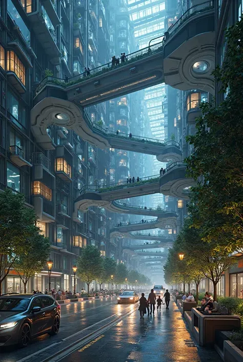 best qualityer, Surreal effects, Perfect details, Future city night view,Quantum Energy Transport Pipeline,Suspended Living Area,Sky Garden Greenhouse, Intelligent Robot Maintenance Station, High Speed Magnetic Distribution System {x} Suspended transportat...
