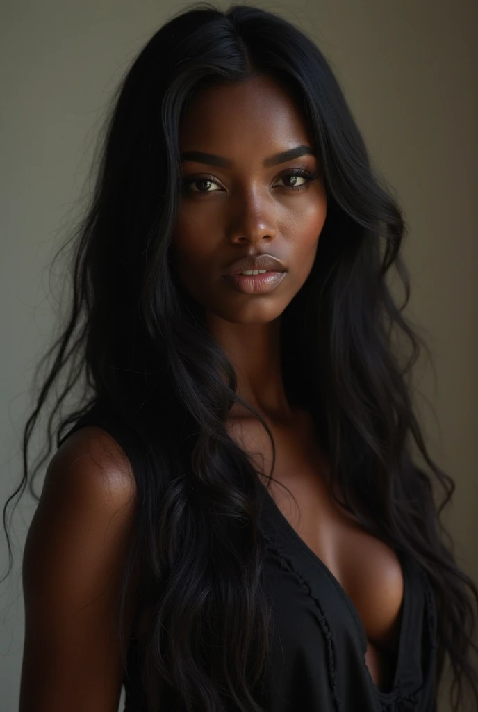 linda mulher do Oriente Médio, com pele negra de ébano muito escura
